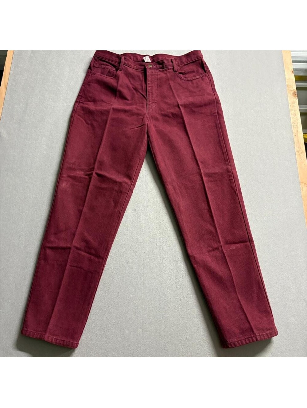 Vintage Rodin Jeans Womens 38 Burgundy Red Denim High Rise Straight Leg Made USA